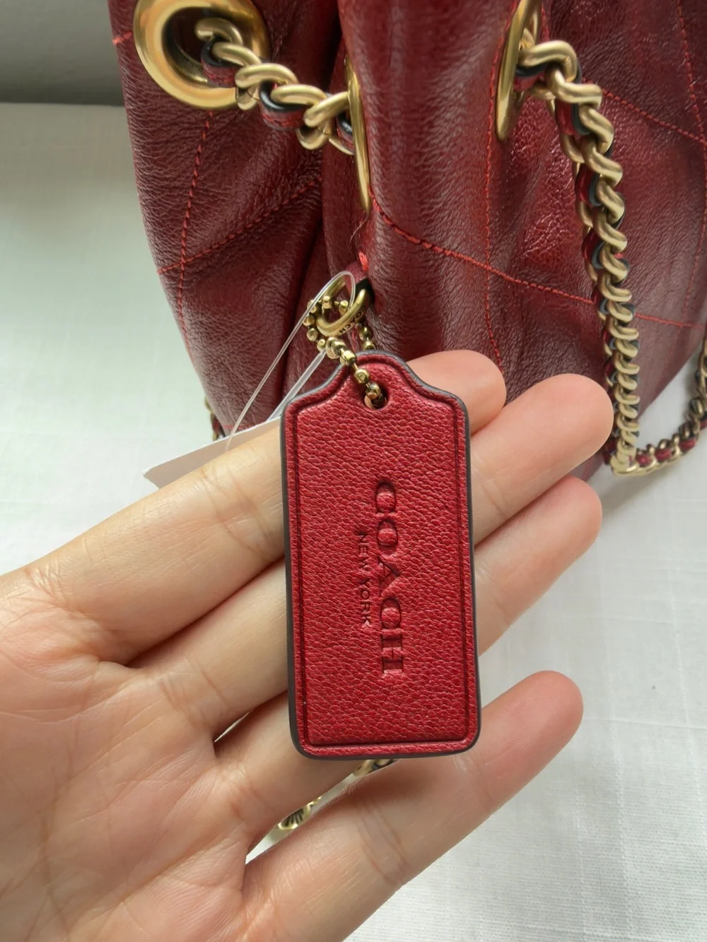 NWT 🍒 Coach Poppy Jade Drawstring Bag With Quilting